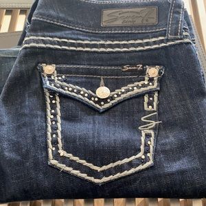 Seven Dark blue “baby boot” cut jeans, like new condition, Size 14